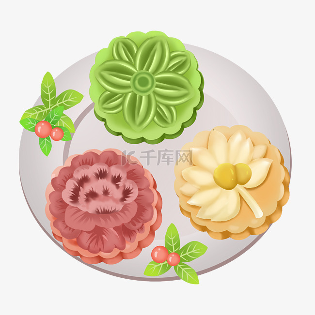 中秋节彩色月饼