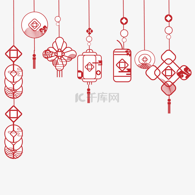 红色剪纸新年挂饰春节新年新春元