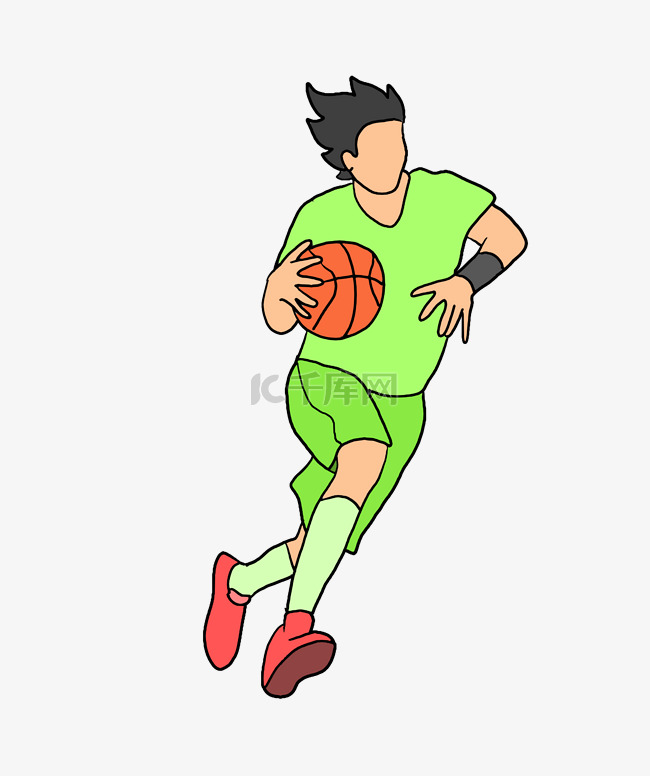 三步篮球卡通插画