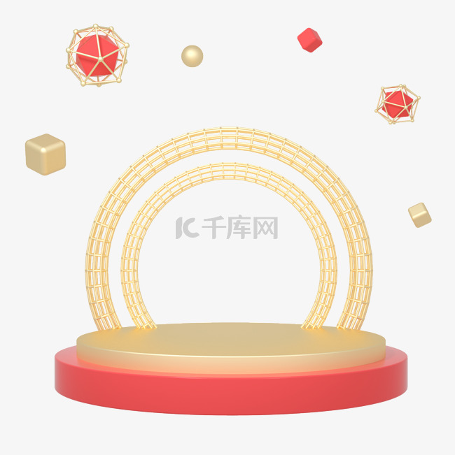 c4d红金色立体质感电商海报舞