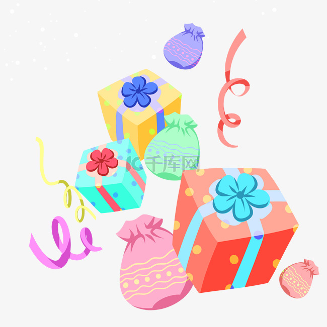 彩色节日礼盒插画