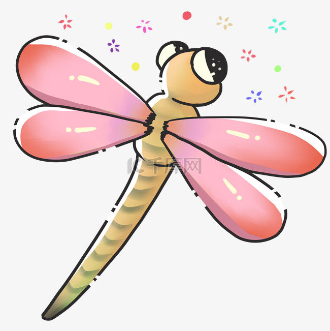 粉色翅膀蜻蜓插画
