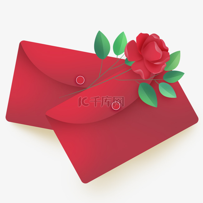 红色信封和红色玫瑰花