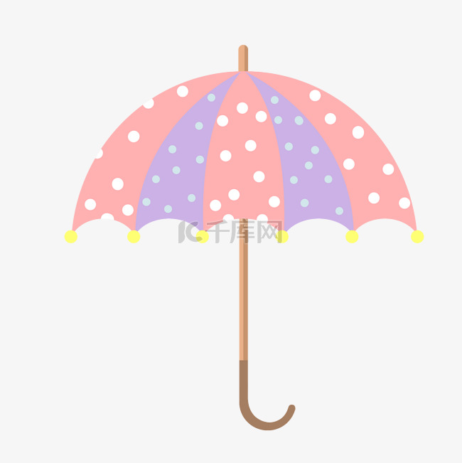 下雨撑开波点雨伞