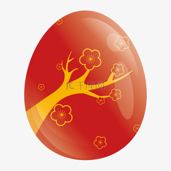 红金色红梅复活节彩蛋