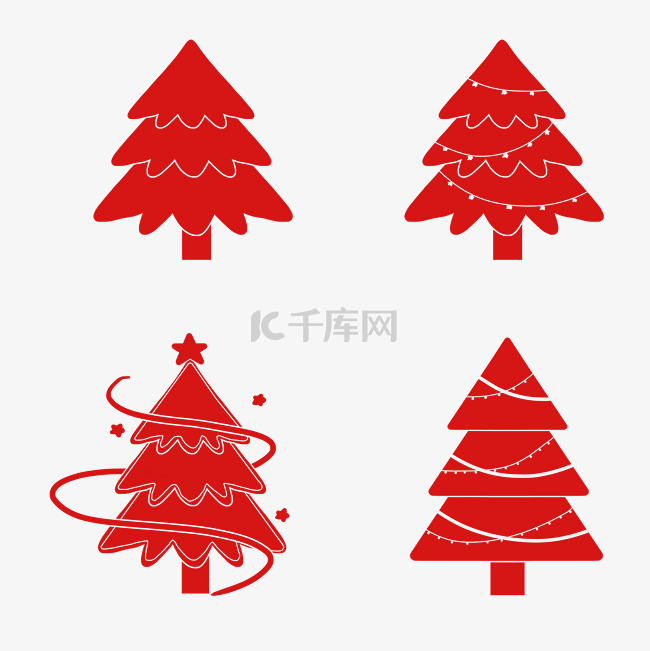 红色圣诞树剪纸