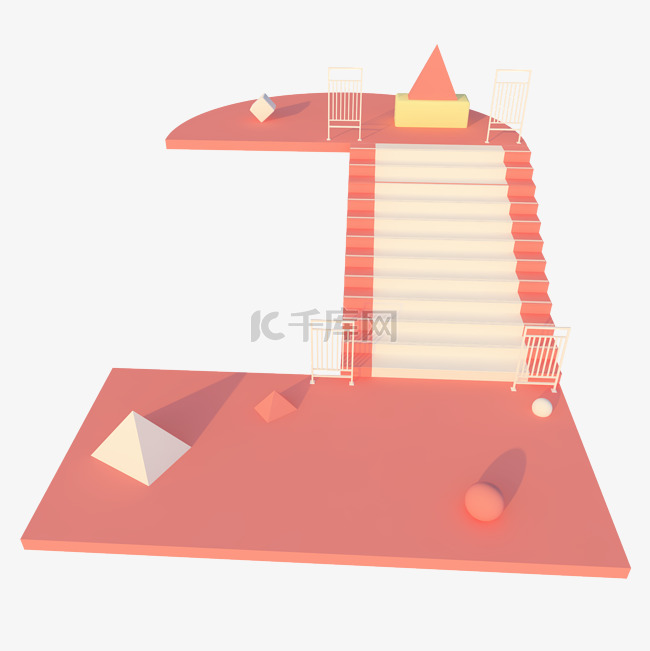 立体创意C4D柔色台阶