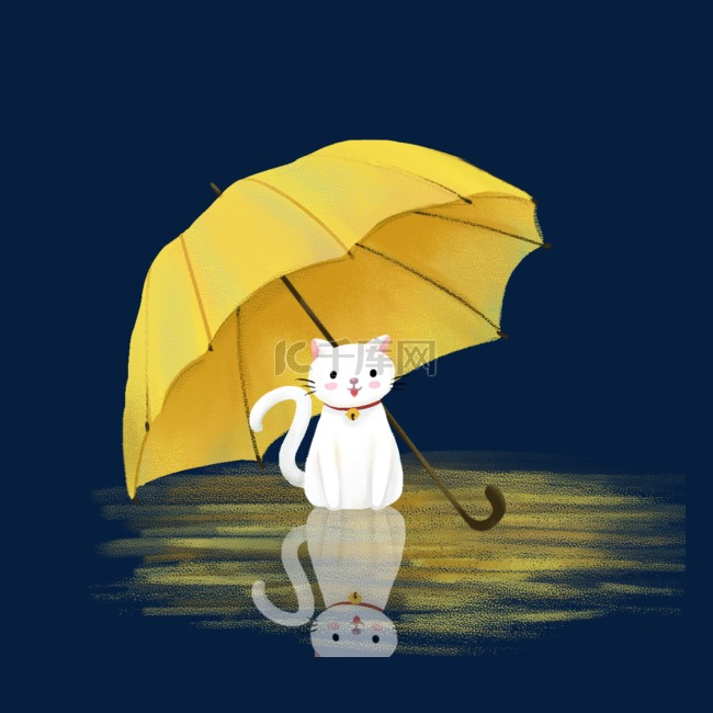 雨水节气之雨伞与猫