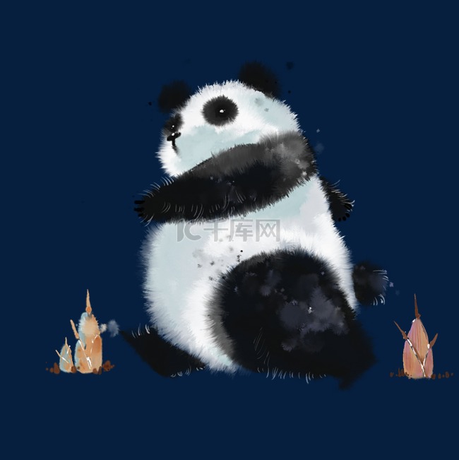 水彩动物手绘卡通熊猫元素