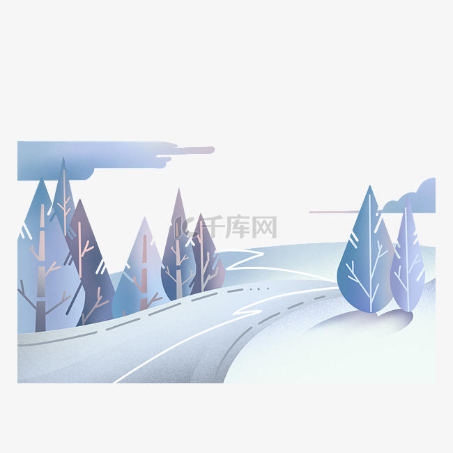冬日原野树林冰川雪景装饰底框