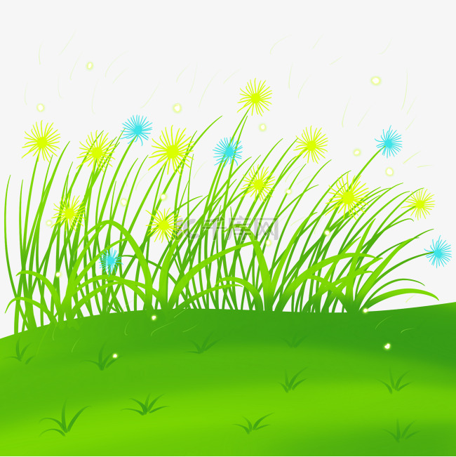 草地绿色小草春天花朵