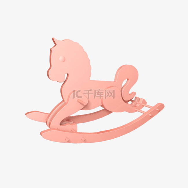 立体粉色玩具木马插图