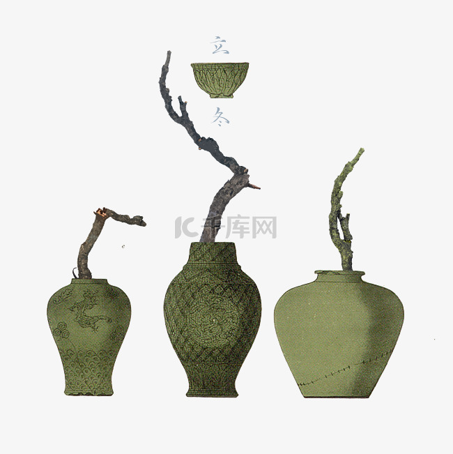 中国古典古董瓷器瓷瓶节气装饰立