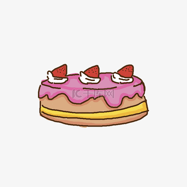 草莓粉色奶油生日蛋糕