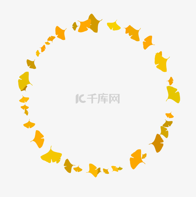 秋季银杏叶圆形边框