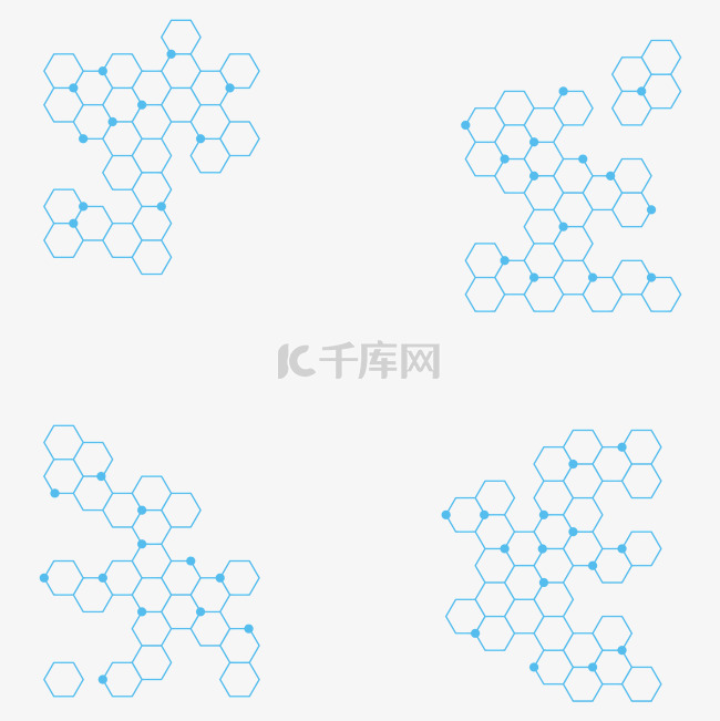 蓝色六边形分子结构图