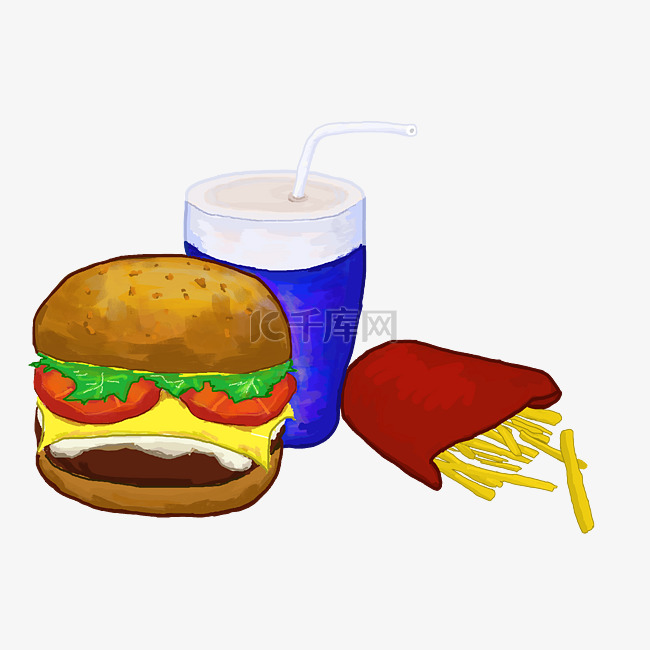 美味的食品汉堡包插画