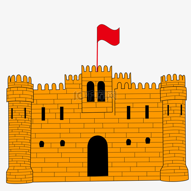 黄色防御性城堡矢量图