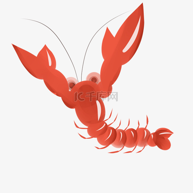 动物龙虾红色卡通