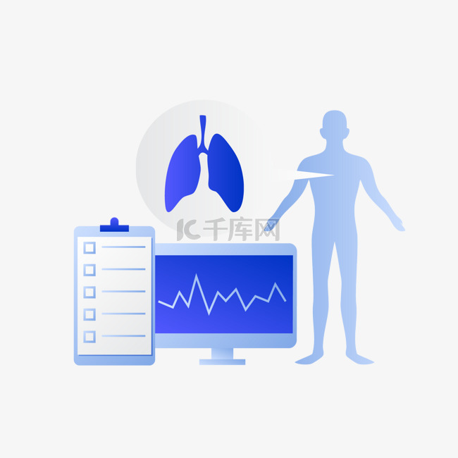 矢量扁平医疗心肺检查