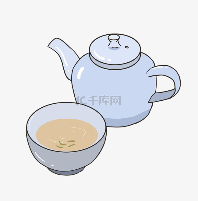 漂亮的茶杯装饰插画