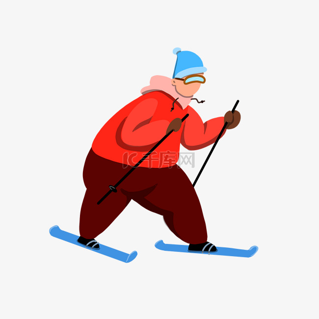 夸张形体滑雪男孩