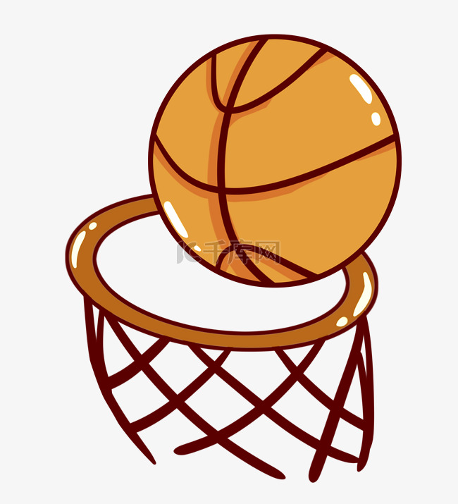 篮球进框的卡通插画
