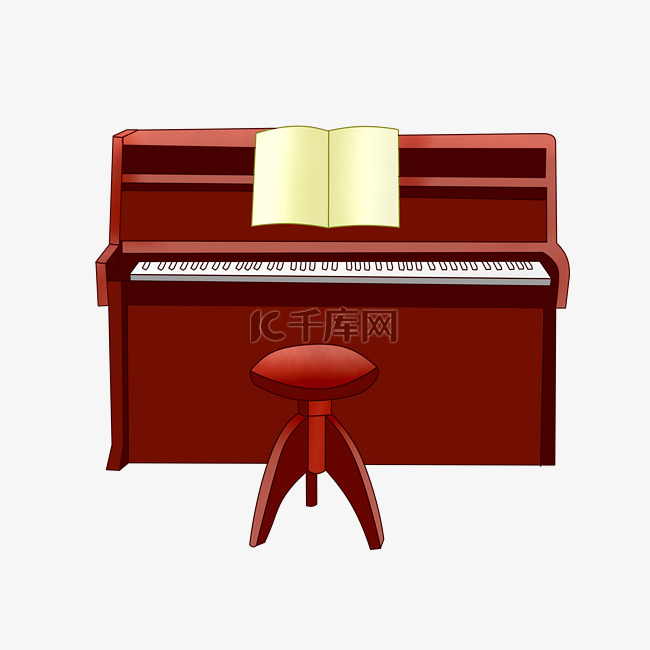 红色的钢琴插画