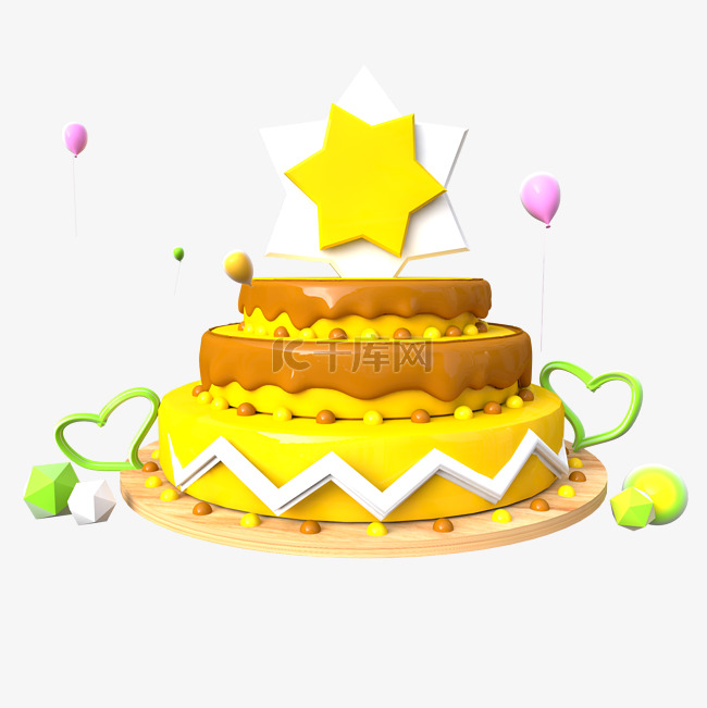 C4D周年庆祝蛋糕场景装饰