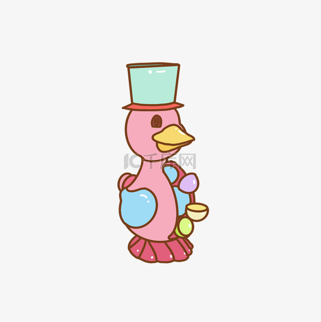可爱粉色鸭子玩具手绘