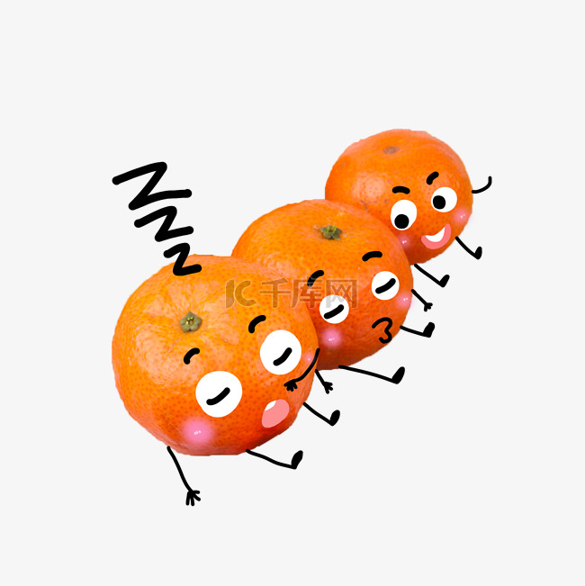睡觉的橙子创意插画