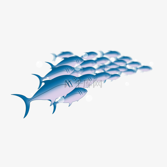 海底动物模糊卡通鱼群