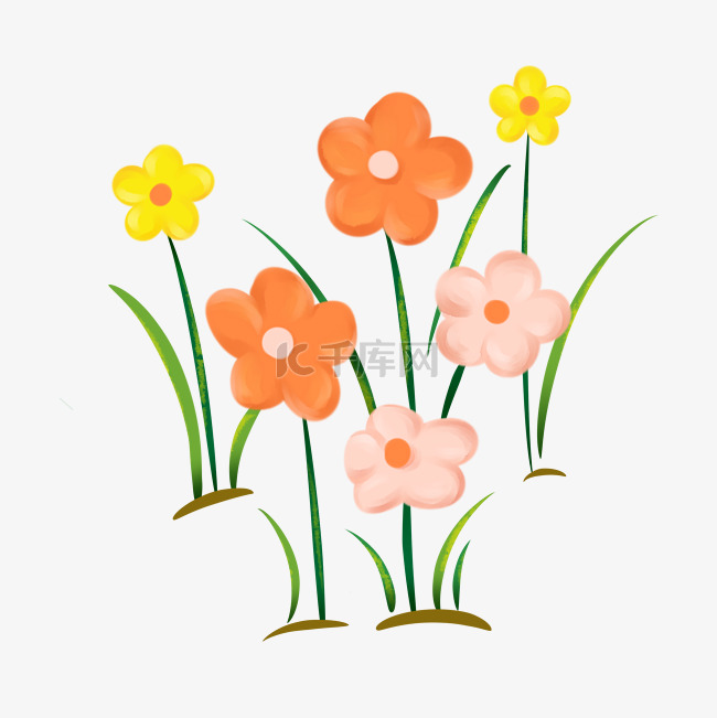 春天的花朵卡通插画