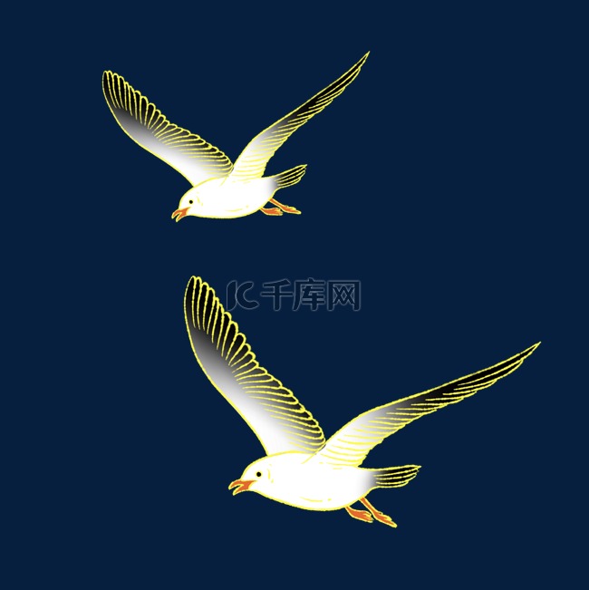 新中式国潮风动物海鸥