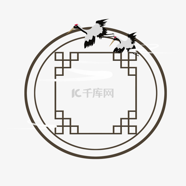 中国风白鹤传统边框