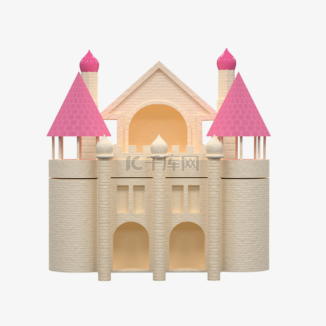 C4D卡通粉色城堡