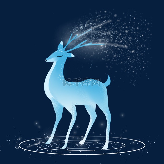 梦幻动物蓝色小鹿