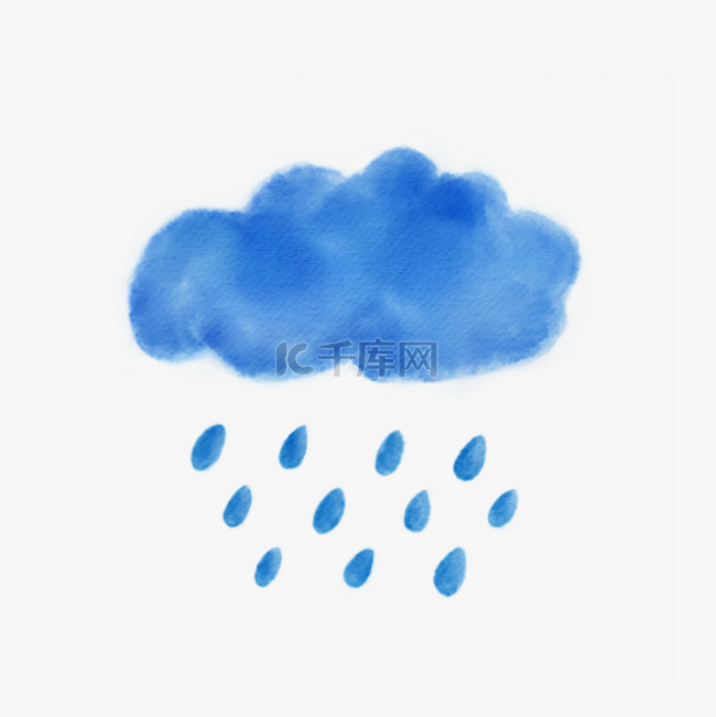 水彩风格下着雨云