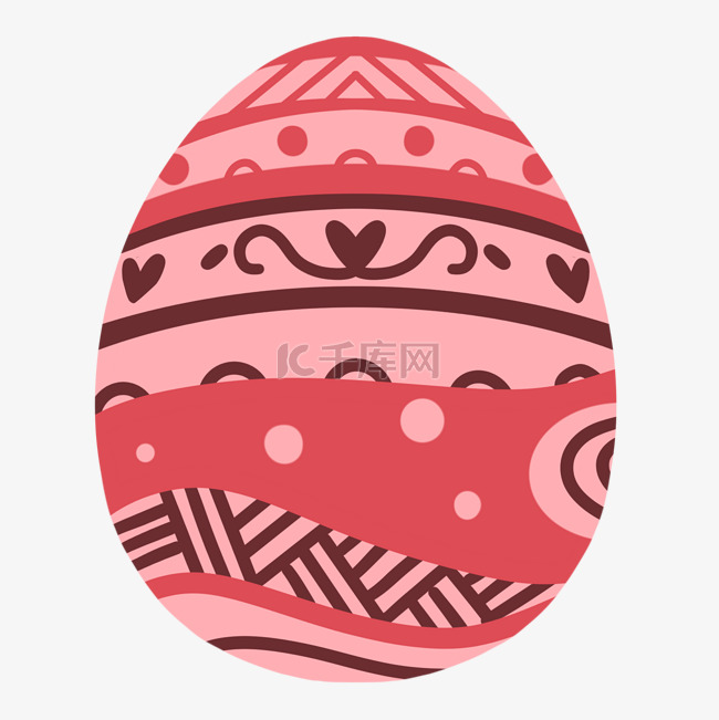 红色调彩绘复活节卡通彩蛋
