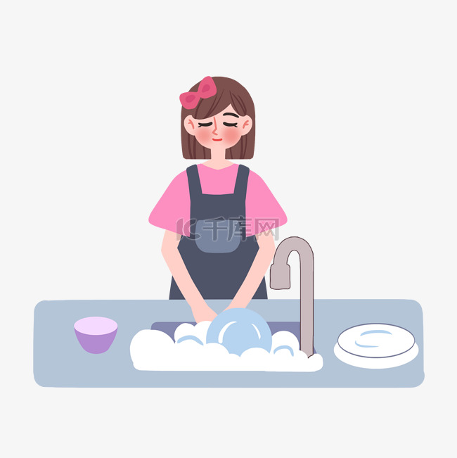 做家务女士洗碗