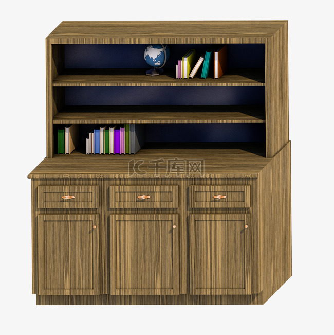 C4D写实木质书架柜子