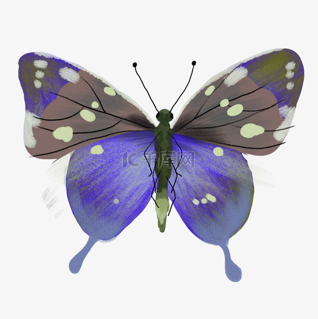 紫色水彩创意蝴蝶元素