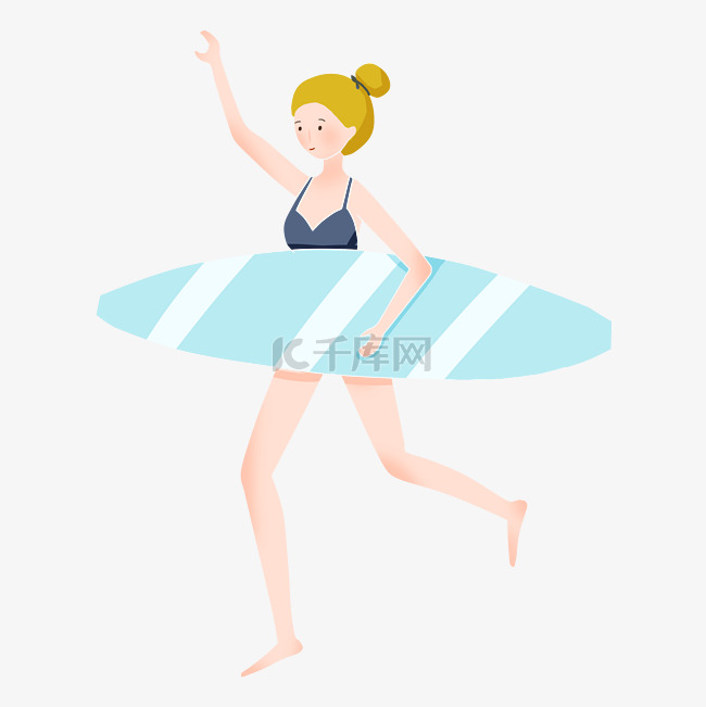 海边拿冲浪板女孩