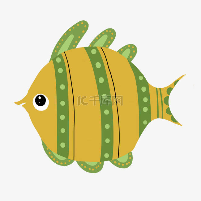 动物黄色扁平风格鱼类海洋生物