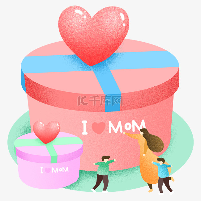 母亲节圆形礼盒插画