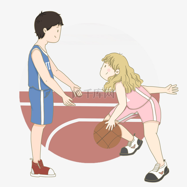 男女打篮球 