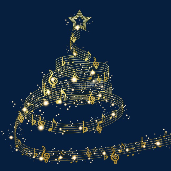 金色螺旋圣诞音乐圣诞树