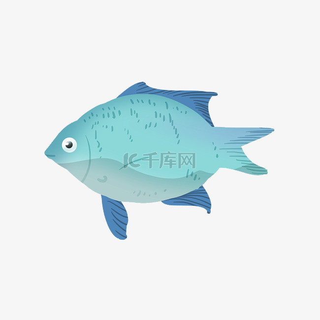 蓝色小鱼插画
