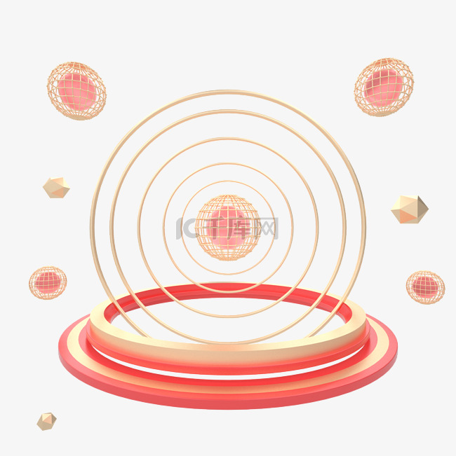 C4D红色立体电商促销舞台