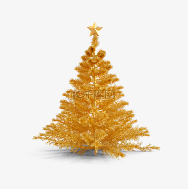 金色圣诞树3d元素